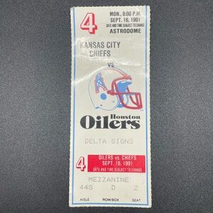 Houston Oilers Vintage Ticket Stub